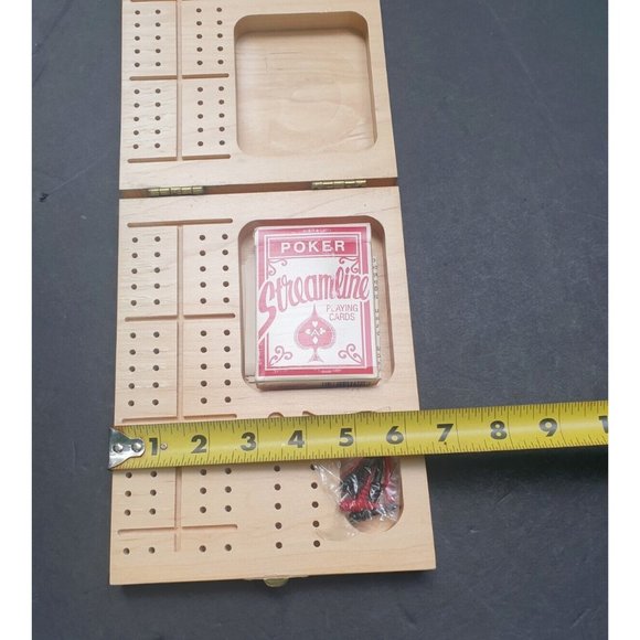 Cribbage Game Set Travel Wood Box Great American - Picture 7 of 11